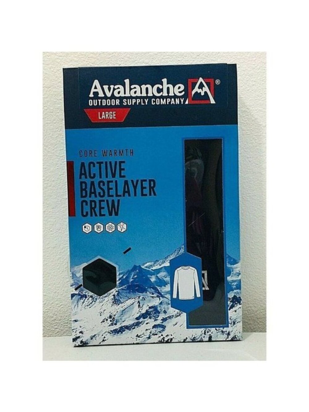 Avalanche Men's Large Black Core Warmth Active Base Layer Crew